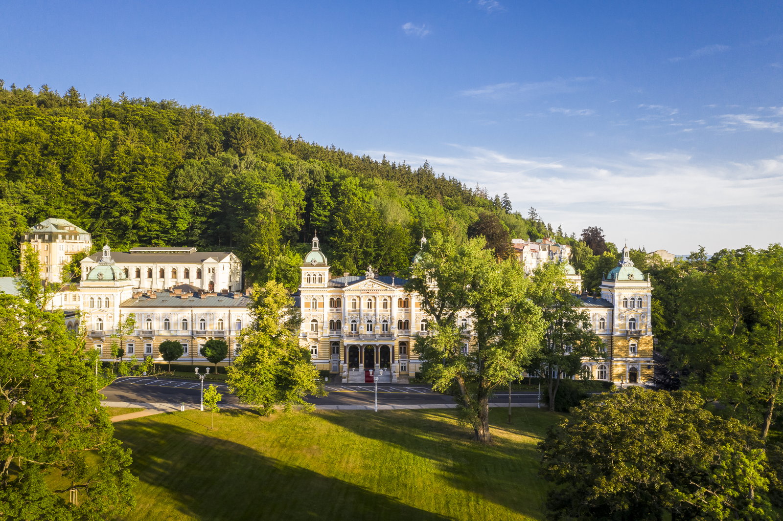 Aerial view of the spa quarter of Mariánské Lázně